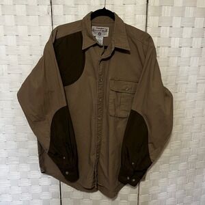 Wrangler Rugged‎ Wear Workwear Shirt Hunting Outdoorsman Patches Brown Size L